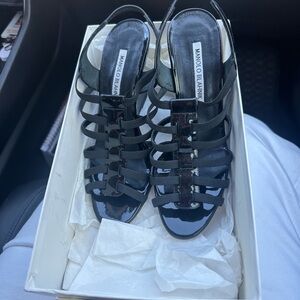 Manolo Blahnik Black Wedge Shoes